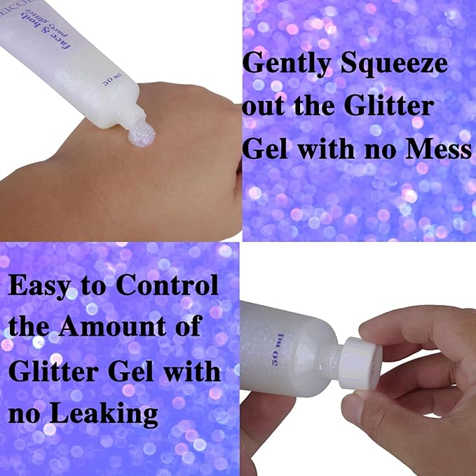 MEICOLY Fine Face Body Glitter,Color Changing Glitter Gel for Body,Face,Hair,Lip,Eye,Long Lasting Holographic Sequins Glitter Face Paint Makeup,Sparkling Pink,50ml