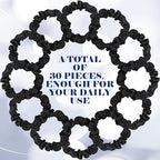WILLBOND 30 Pcs Small Satin Silk Scrunchies Bulk for Women, Thin Hair Ties Mini Scrunchy Bands Skinny Ponytail Holders for Thick Curly Hair Pony Tails Wrist Decor(Black)