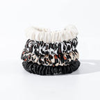 Hair Ties Silk Satin Scrunchies - Small Mini Thin Elestics Ponytail Holder Hair Bands Skinny Scrunchy For Thick Curl Hair No Crease Hair Ties Soft Accessories No Hurt Your Hair for Women and Girls (White Leopard Black)