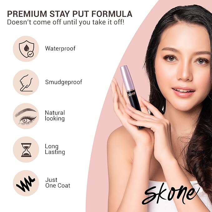 Skone Cosmetics Insanely Intense Luxe Waterproof Mascara – Black, Smudge-Proof & Long-Lasting – Volumizing & Lengthening for Dramatic Lash Lift & False Lash Effect – Bold Eye Mascara, 0.34 oz