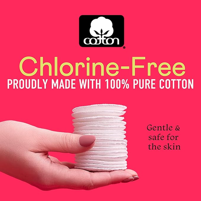 Swisspers Smooth Moves Ultra-Luxe Premium Cotton Rounds, Hypoallergenic Makeup Remover Pads for Sensitive Skin, USA Made, Vegan, Lint-Free, Paraben Free, 100 Count 6-Pack