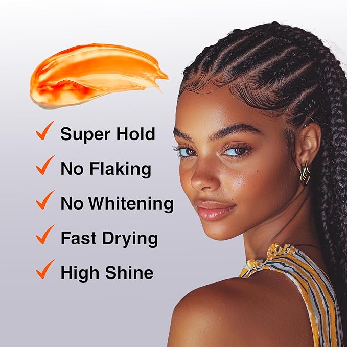 GOLD Braiding Gel Maximum Hold for LOC & Twist - No Flaking, No Whitening, Fast Drying, High Shine, Cool & Refreshing, Long Lasting Hold (10 oz)