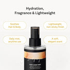 Perfumed Hair Mist for Women – Castor Oil for Shine & Long-Lasting Scent, Clean Hair Perfume & Body Mist – Botanical Waters & 17 Amino Acids, Sulfate, Paraben, Silicone-Free – Sweet Fresh Pear, 125ml