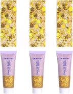 Face Body Glitter, Hair Glitter Sparkles Chunky Face Glitter Gel for Girls Makeup Singer Concerts Mermaid Festival Sequins Face Paint (3pc Gold)