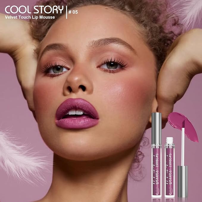 COOL STORY Velvet Lip Stain Mousse, Lip Tint Long-Lasting Waterproof Matte Finish (05)