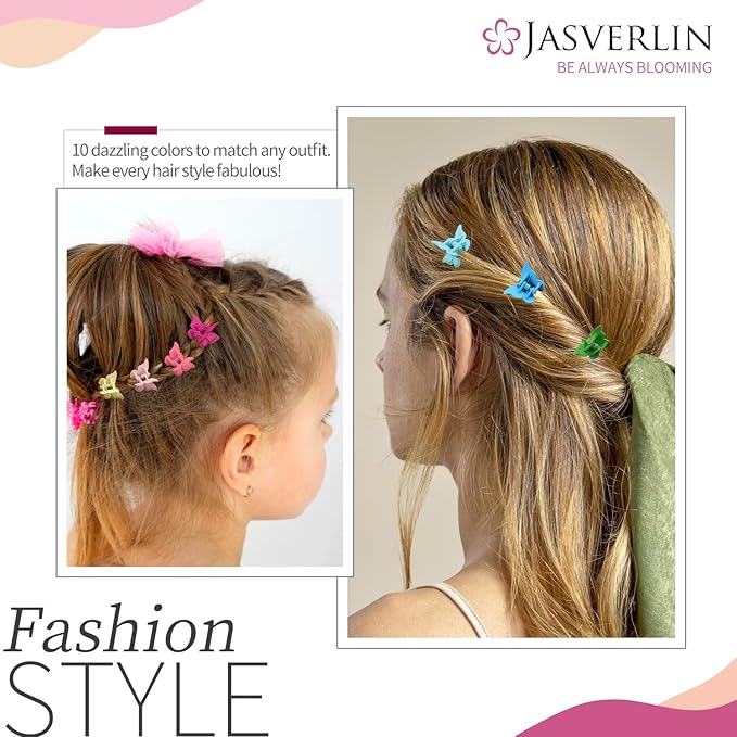 Butterfly Hair Clips, Assorted Color Plastic Mini Cute Hair Clip for 90s Girls Women Kids Butterflies Y2K Festival Accessories 50pcs 10 Colors with Organizer (Solid)