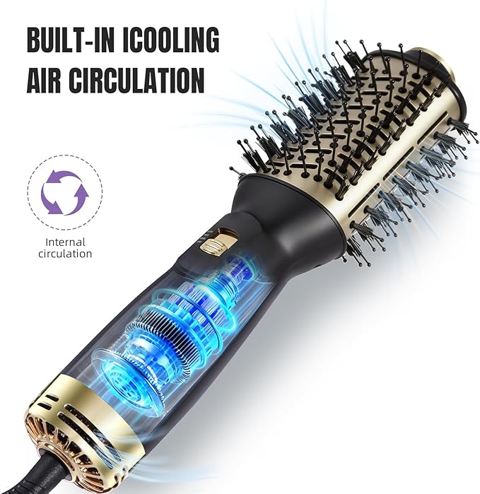 Hair Dryer Brush Blow Dryer Brush 4 in 1, 2 Inch Hot Air Brush for Hair Drying & Styling | Ionic Oval Barrel for Smooth, Frizz-Free Volume Blowout, Dual Voltage Lightweight Travel Hair Dryer Brush