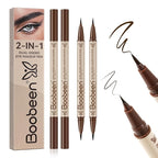 Boobeen 2pcs Liquid Eyeliner，Dual-Ended Eye Liner with Thick Tip and Precise Brush Tip，Waterproof Black Liquid Liner Pen，Matte Finish，All Day Wear，Smudge-proof,Brown