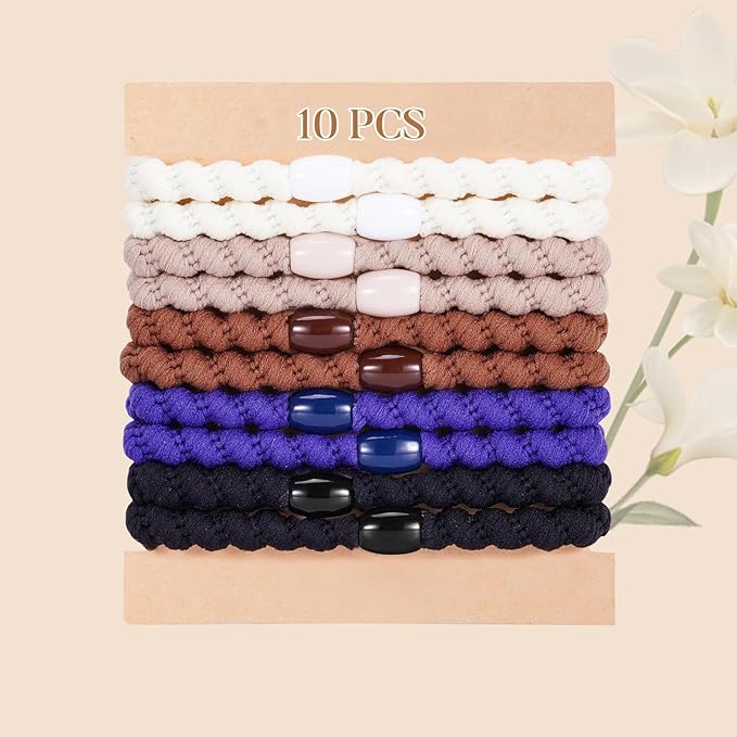 Hair Ties No Damage - 10PCS Ponytail Holders - Elastic Hair Ties for Thick Hair - Braided Hair Bands for Women Girls's Hair (22.Classic Dinner)