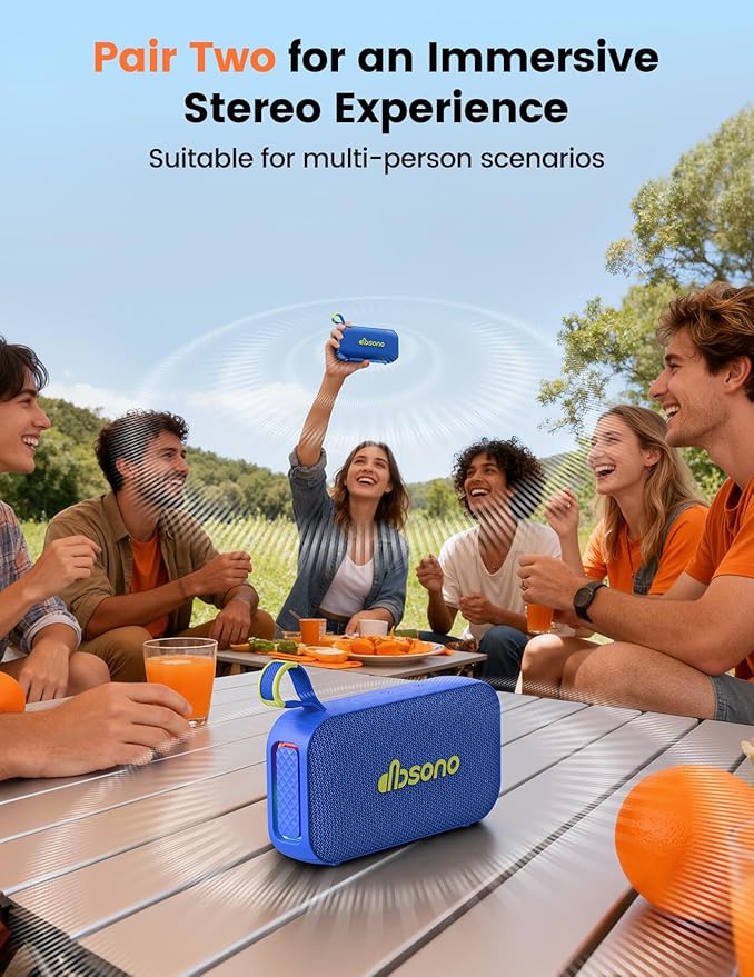 Bluetooth Speaker White Elephant Gifts: Christmas Stocking Stuffers for Men Adults Teens, 30H Playtime, Portable Wireless Speakers, Powerful Bass, Lightshow, Birthday Beach Vacation Essentials, Blue
