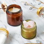 2oz Jars with Lids, HOA Kinh 24 Pack Green Frosted Glass Jars with Lids Empty Cosmetic Containers Round Airtight Glass Jar with Black Lids for Storing Lotions Powders Ointments