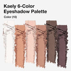 evpct 6 Colors Light Ivory Nude Brown Eyeshadow Palette, Stone Putty Taupe Black Cherry Dark Mauve Natural Matte High Pigment Mini Travel Eye Shadow Palette Makeup for Older Women, Built in Mirror