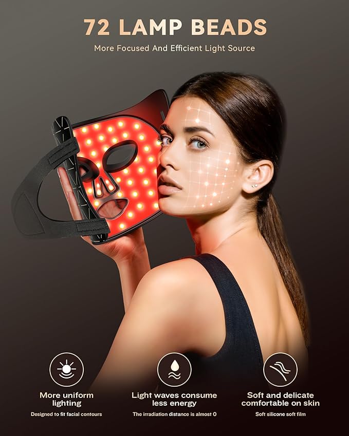 FOLOKE LED Light Therapy Mask Skin Care Mask, LED Red Light Therapy 630nm & 850nm Wavelength for Home Use, Body Beauty Machine for Care at Home