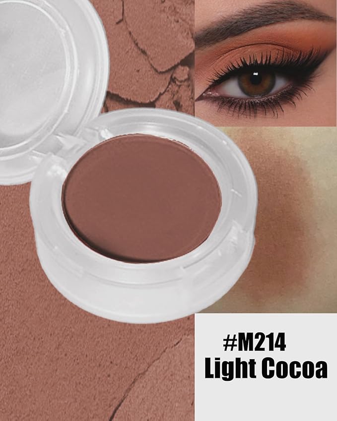 Single Matte Eyeshadow, Light Cocoa Nude Eye Shadow Brown Palette Makeup for Older Women, High Pigment Waterproof Pressed Eye Shadows Powder with Smooth Lightweight,Blendable for Daily Eye Look-214