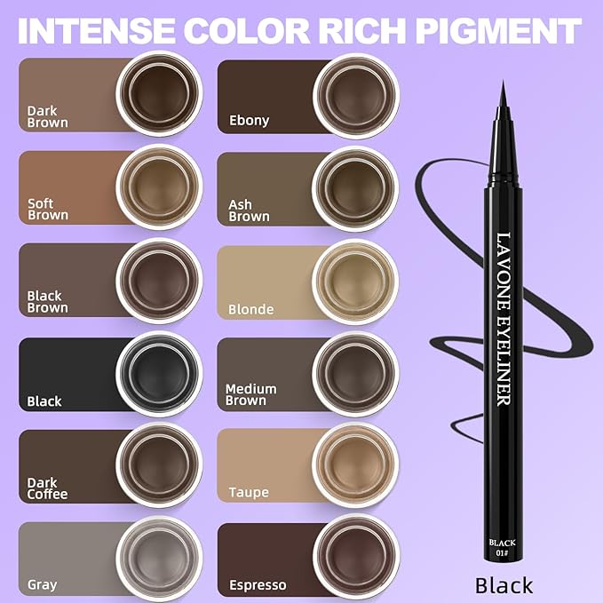 LAVONE Eyeliner Set - Waterproof Makeup Kit with Liquid Eye Liner Pencil, Gel Eyeliner and Angled Eye Liner Brush, Waterproof, Smudge Resistant, Long Lasting Formula - Dark Blonde
