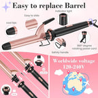 Ufree 3 in 1 Curling Iron, Curling Wand Set with Thermal Brush Flat Iron Hair Straightener, Dual Voltage Wand Curler, Instant Heat Up Hair Curler, Include Protective Glove 2 Clips, Gifts for Women