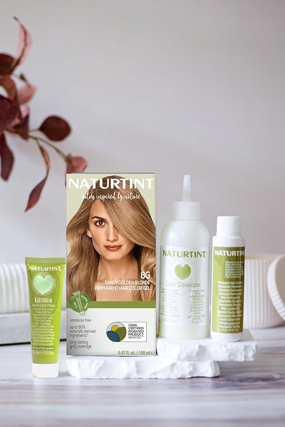 Naturtint 8G Sandy Golden Blonde Permanent Hair Color (Pack of 6), Ammonia Free, Vegan, Cruelty Free, up to 100% Gray Coverage, Long Lasting Results (Packaging may vary)