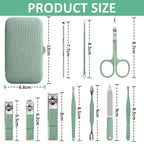 BLESWIN 10-Piece Nail Clipper Manicure Set, Professional Small Nail Care Kit , Nail Clipper Set for Women Men, Ladies Compact Manicure Tools in Case Green Leather Nail Care Gift Set.