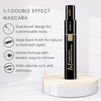 êb être belle Cosmetics 1+1 Double Effect Mascara for Women, 2 in 1 Long Lasting Mascara for Volumizing, Lengthening & Curling, Formula with Keratin, Intense Black Color, Easy Removal
