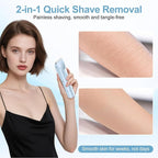 2025 New Bikini Trimmer for Women, 2 in 1 Dual Head Body Bikini Shaver, Ultra Low Silent, Painless & Cordless Hair Removal for Body , IPX7 Waterproof & Easy Cleaning for Shower & Travel (Blue)