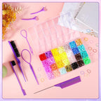 28 Colors Rubber Bands with 7 Hair Styling Tools, 1500 Pcs Colorful Elastic Ties Small Rubber Bands Baby Toddler Hair Ties for Girls Christmas Gifts