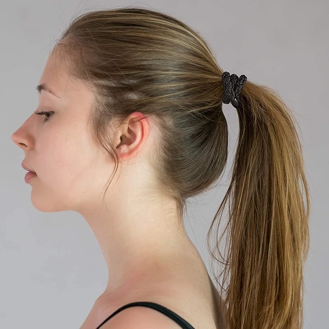 Black Elastic Hair Ties for Women and Girls, Funtopia 30 Pcs No Metal No Slip Braided Ponytail Holders for Thick and Medium Hair