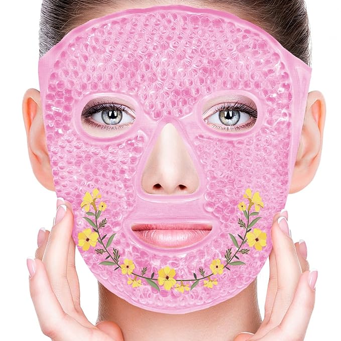Cold Face Eye Masks Ice Face Mask Hot Cold Compress for Dark Circles, Puffiness, Migraines, Headache, Stress, Redness, Cooling Face Masks for Women Man, Skin Care