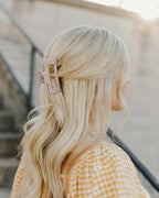 Mesovor 2 Styles Silicone Flexible Hair Claw Clips, 6 Pack Soft Bendable Hair Clips for Women | Rectangle Small Large Cozy Hairclips (White, Light Khaki, Dark Khaki)