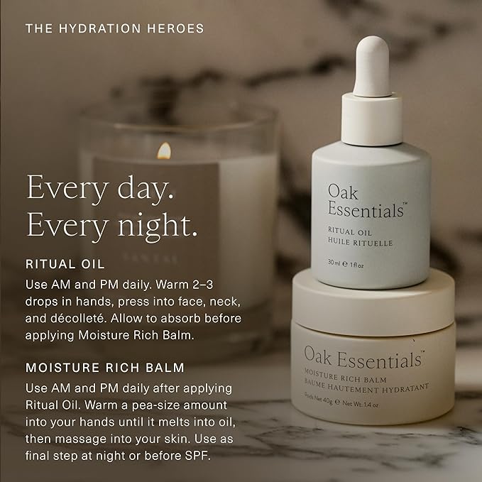 Oak Essentials Hydration Heroes Set | 2-Piece Moisturizing Kit with Blue Tansy Ritual Oil & Sea Buckthorn Moisture Rich Balm