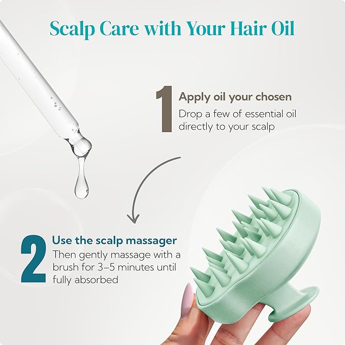 HEETA Scalp Massager 2 Pack for Hair Growth, Soft Silicone Bristles to Remove Dandruff and Relieve Itching, Scalp Scrubber for Hair Care Relax Scalp, Shampoo Brush for Wet Dry Hair, Beige & Green