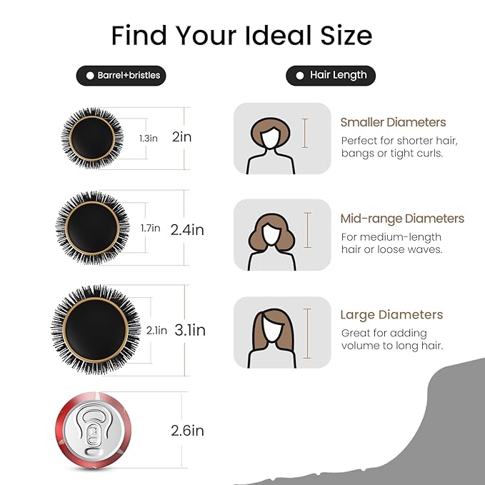 AIMIKE Round Brush for Blow Out, Medium Round Hair Brush with Nano Thermal Ceramic Tech, Quick Blow Drying & Styling, Volumizing Blowout Brushes for Women Medium Hair, 1.7 in Barrel (Not-electric)