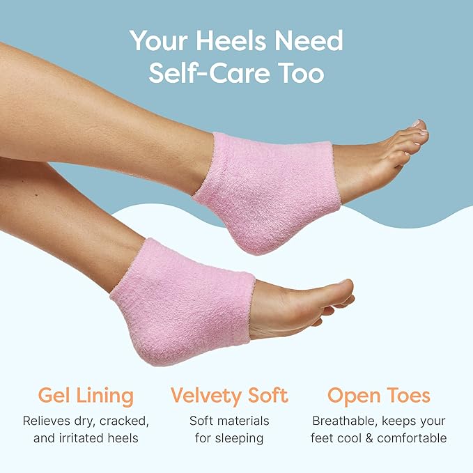 ZenToes Moisturizing Socks for Cracked Heel Treatment, Vitamin E, Olive Oil and Jojoba Oil Heel Socks, Stocking Stuffers for Women, Spa Self Care Gifts for Women (Fuzzy Pink, Regular)