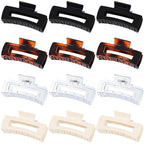 4.1 Inch Large Claw Clips - 12 Pcs Jumbo Square Jaw Clips for Thick Hair, Bulk Hair Accessories for Women and Girls - Transparent