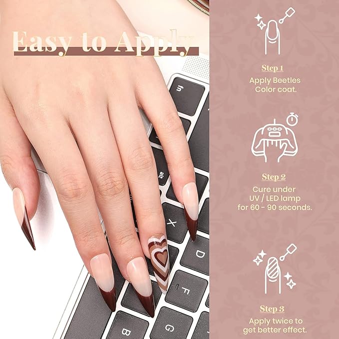 Beetles Winter Gel Polish Colors Brown Beige Mauve Pink Nude White Neutral 6 Colors Gel Nail Polish Set for Nail Art Manicure Soak Off Uv LED Nail Lamp Needed Gifts for Women Coffee Time