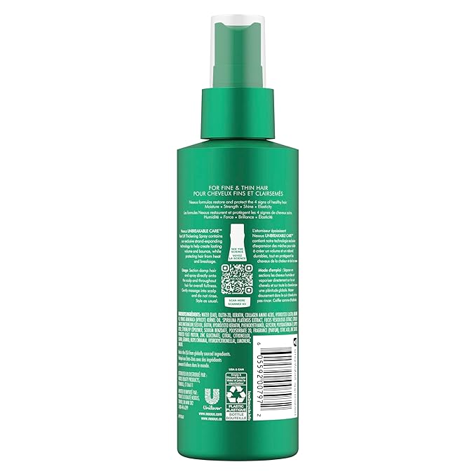 Nexxus Root Lift Thickening Spray Unbreakable Care with ProteinFusion Blend of Biotin, Keratin & Collagen Amino Acids, 6 oz