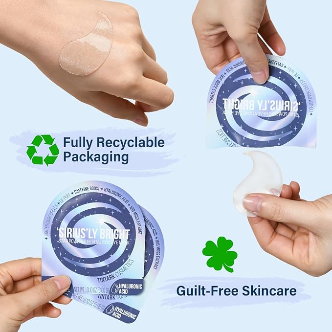 SIRIUSLY BRIGHT Under Eye Patches 28 Pairs, 5-Min Revitalizing Eye Masks with Caffeine Hyaluronic Acid Iris Moss to Reduce Dark Circles and Puffiness, Brightening & Depuffing Gifts for Women