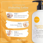 DANI Naturals Hand & Body Lotion - Grapefruit Ginger, Hydrating Lotion with Aloe Vera, Vitamin E & Shea Butter, Moisturizing for All Skin Types, Paraben-Free, 12 Oz