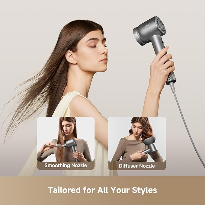 Dreame Glory Mix High-Speed Hair Dryer, Dual Voltage, 3 Magnetic Nozzles, Perfume Infusion, Customized Fragrant Drying, NTC Control, 300M Negative lons, 110,000RPM Motor, 336g Lightweight, Black