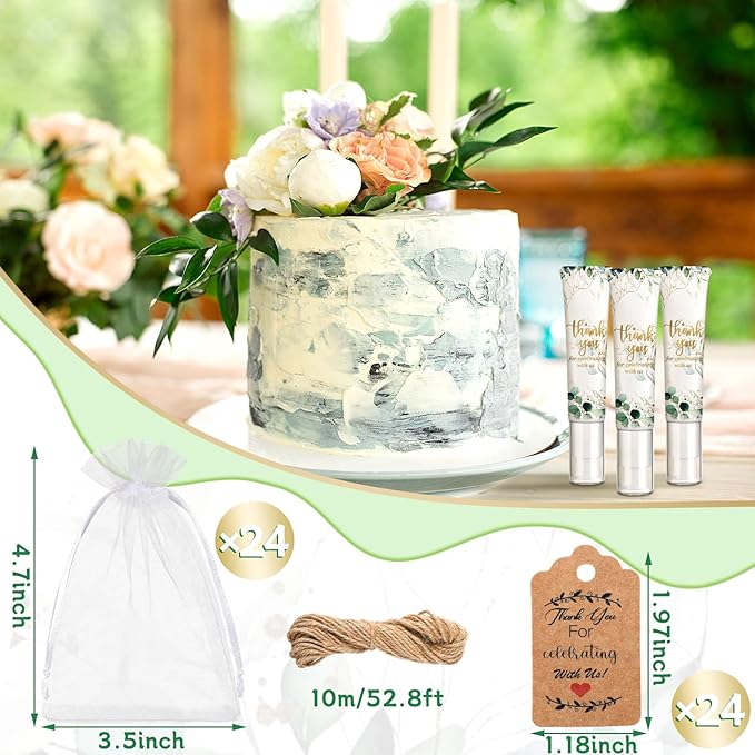 24 Set Travel Size Sunscreen Gifts for Wedding Favor Bridal Shower Mini Sunscreen Lotion 1 oz SPF 30 Water Resistant Sunscreen Lotion with Organza Bag and Tag Thank You for Celebrating with Us