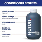 Huron Men’s Conditioner - Lightweight, Hydrating Conditioner - Eliminates Frizzy Hair, Moisturizes, & Restores Shine - Clean & Invigorating Scent - 100% Vegan Ingredients & Cruelty-Free - 11.8 Fl Oz (2 Pack)
