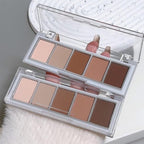 Matte Nude Eyeshadow Palette – 5-Color Neutral Peach Brown & Taupe Eye Shadow, High Pigment Blendable Long-Lasting Soft Nude Makeup Palette for Daily Natural Looks, Mature Eyes, Blue Green Brown Eyes