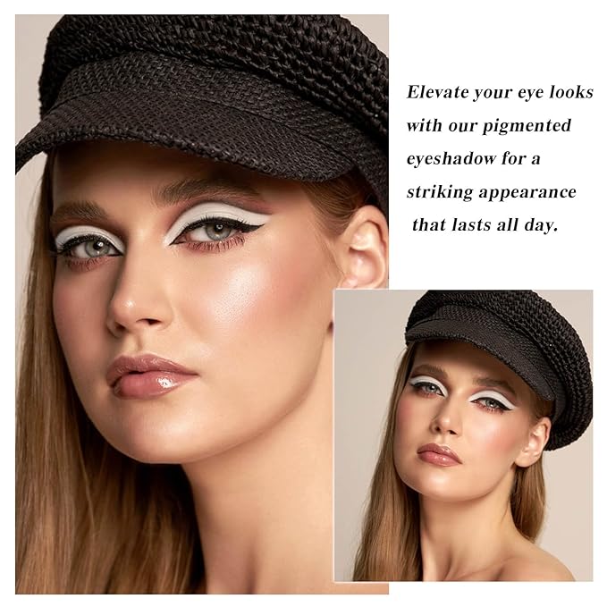 MEICOLY White Single Eyeshadow with Mirror,Matte Eye Shadow for Halloween Makeup,Pressed Powder Eyeshadow,Matte Shade Eyelid Color Eye Makeup for Women Girls,High Pigment,Long Wear,Waterproof,Natural