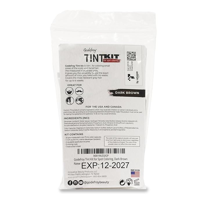 Godefroy Hair Color Tint Kit 20 Application and 4 oz Coloring Stain Remover Combo, Complete Coverage of Gray Hair Roots, Salon Quality Results - Dark Brown