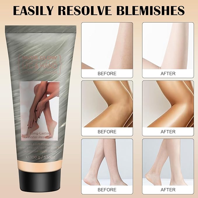 Waterproof Leg & Body Makeup Cream with Puff, Transfer-Resistant Full Coverage Concealer for Tattoos, Scars & Varicose Veins, Long-Lasting Natural Finish Foundation for All Skin Tones, 02