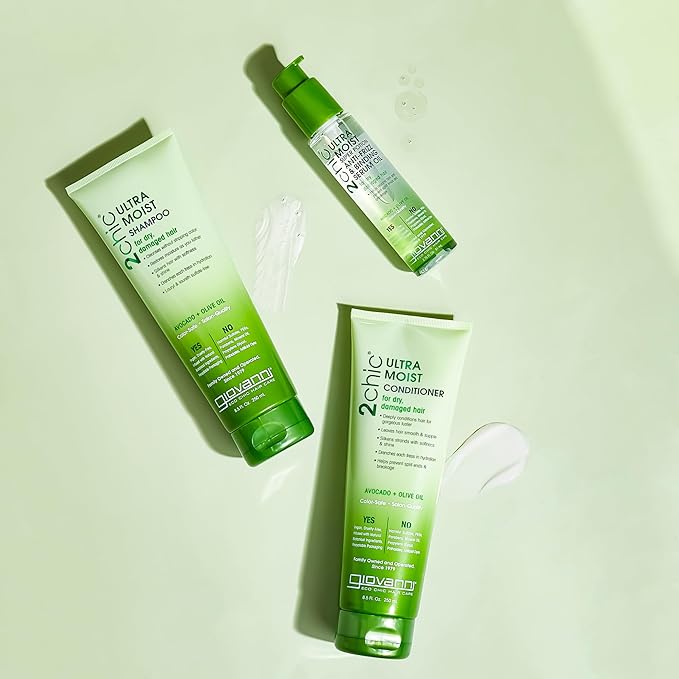 Giovanni 2Chic Ultra-Moist Avocado & Olive Oil Shampoo and Conditioner Set - Moisture & Natural Growth for Men & Women with Moisturizing Aloe Vera, Sulfate Free - 24 Fl Oz (Set of 2)