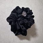 3 Pieces Satin Scrunchies Set for Hair No Crease Elastic Hair Ties for Women and Girls (Black)