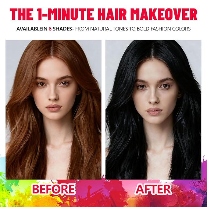 Temporary Black Hair Color Spray & Wax | Non-Sticky, Natural Look | Washable One-Time Use Hair Dye for Halloween, Cosplay, Festivals | For Women, Men & Kids 120 ML