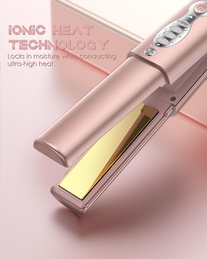 Portable Titanium Cordless Hair Straightener, Heats Up in Seconds & Lasts Up to 50 Minutes & USB C Rechargeable, Dual Voltage Wireless Mini Travel Flat Iron for Edges Bangs - Not for Thick Hair Type