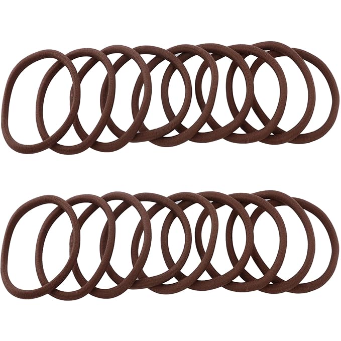 200PCS Womens Elastic Hair Tie, 4mm Hair Ties for Thick and Curly Hair Ponytail Holders Hair Elastic Band for Women or Men（Brown)