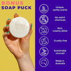 Nudy Rudy Hunny Bunny 2 Pack, Liquid Body Wash Bundle with Bonus Soap Bar, Aloe Vera and Vitamin E, Moisturizing Shower Gel and Body Wash and Bar Soap for Men and Women 16.9 fl oz and 4.2 oz